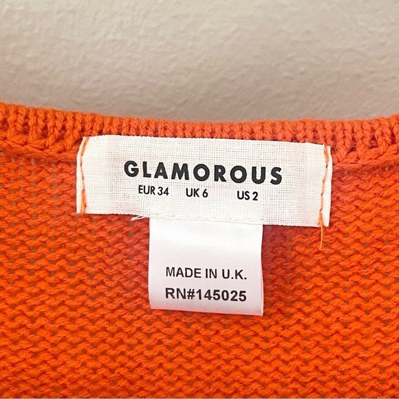 ASOS glamorous wrap front chunky cardigan in orange​​​​​ - Picture 3 of 4